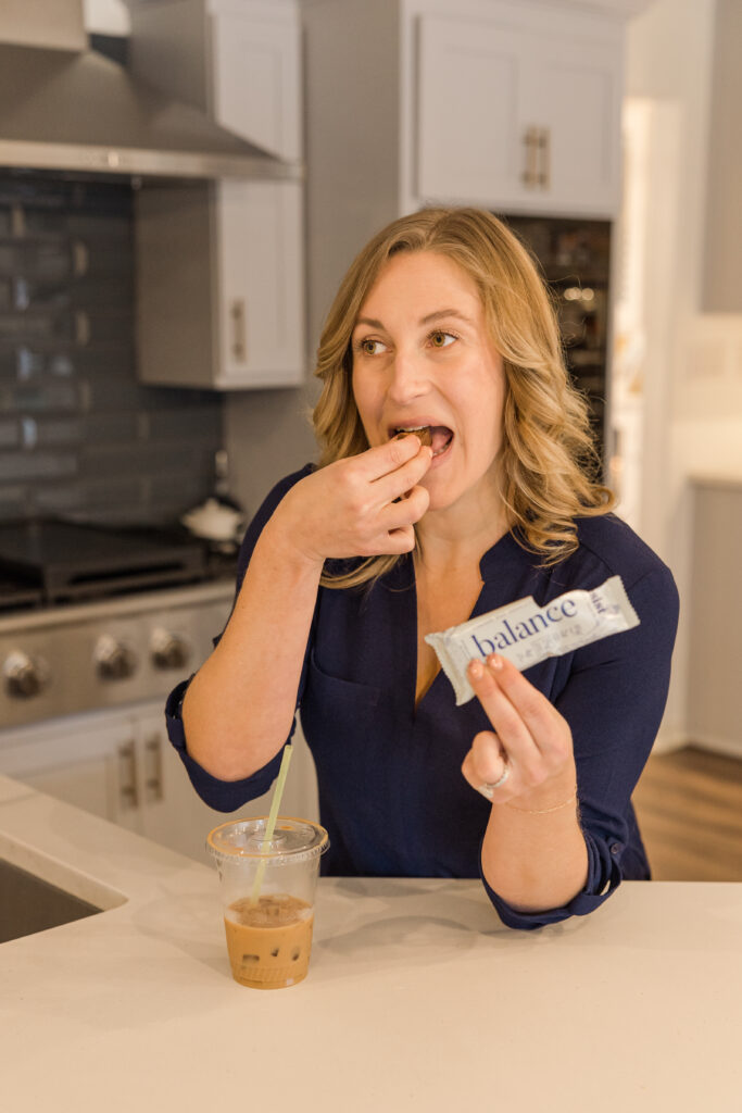 woman eating balance healthy snacks